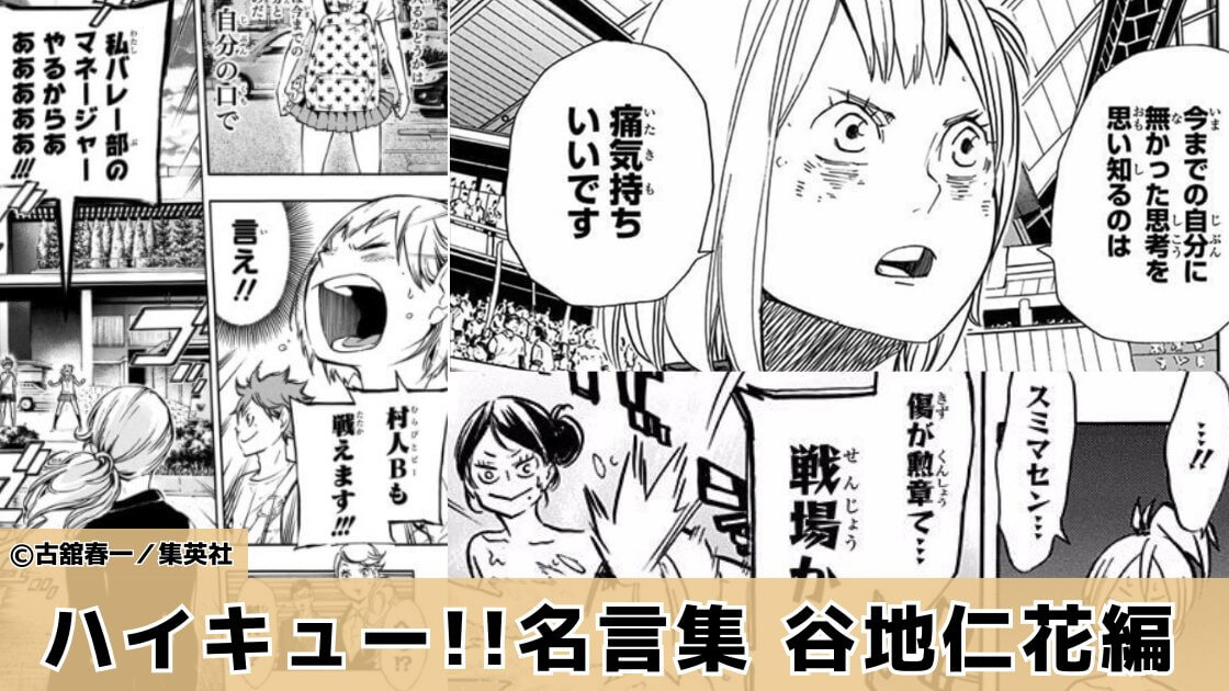 【村人Bも戦えます！】谷地仁花の名言「ハイキュー!!」名言集㊲（1～45巻より）